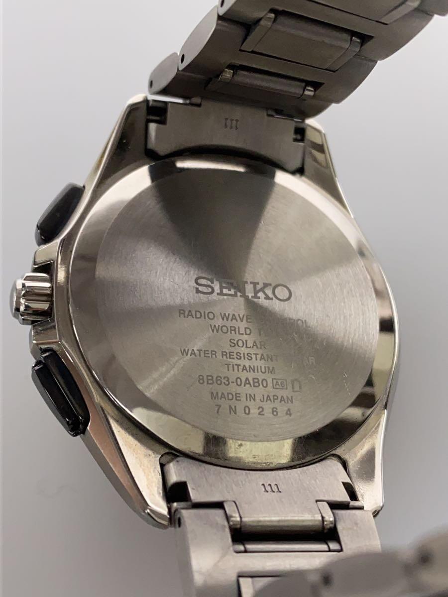 SEIKO◆SEIKO◆ソーラー腕時計/アナログ/-/BLK/SLV/8B63-0AB0//_画像3