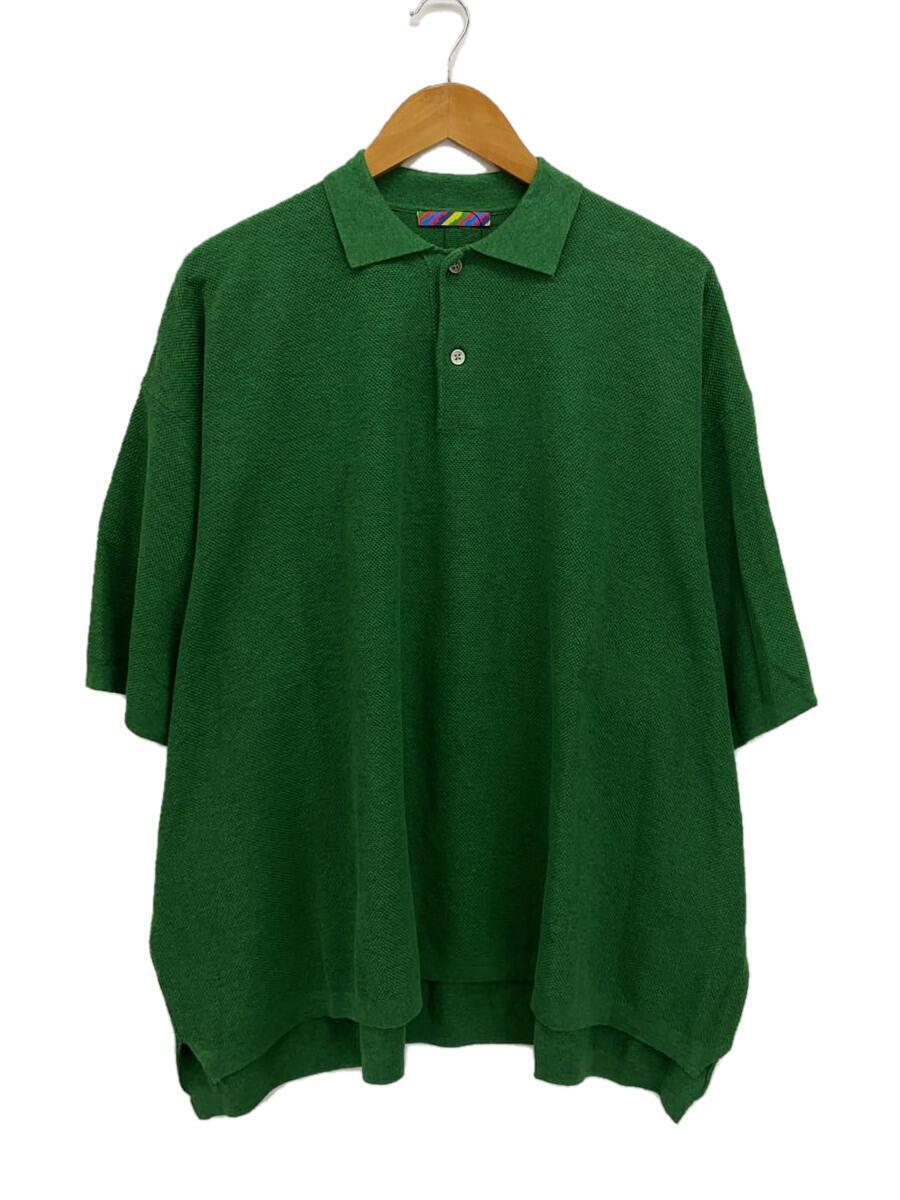 IS-NESS◆KNITTED BIG POLO/M/コットン/GRN/無地/1005sspolo01//_画像1