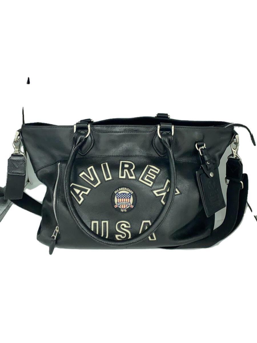 AVIREX* bag / leather /BLK