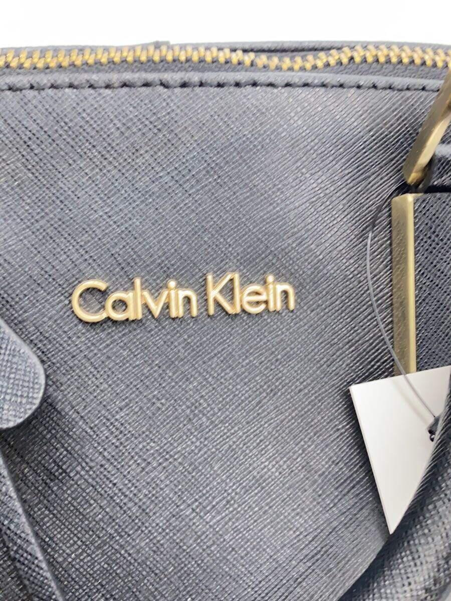 Calvin Klein◆ハンドバッグ/レザー/BLK/無地_画像5