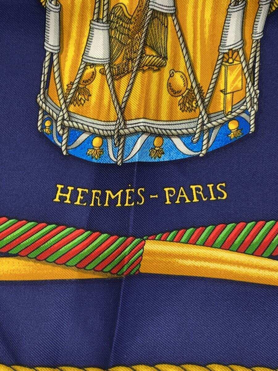 HERMES◆スカーフ/シルク/ネイビー/ネイビー/レディース/TAMBOURS_画像3