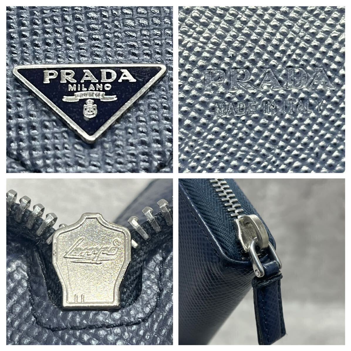 【未使用級】 PRADA プラダ メンズ ビジネス 長財布 ラウンドファスナー オーガナイザー 三角ロゴ 型押し ブラック 黒 レザー サフィアーノの画像10