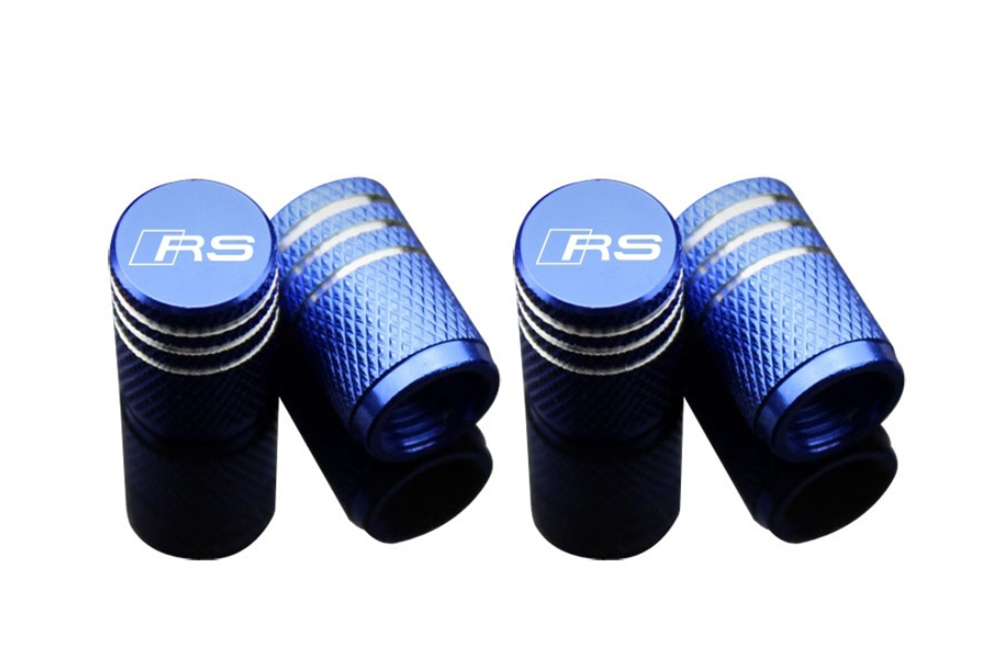 アウディAudi RS S LINE タイヤ エアーバルブキャップ 青 4個 A4 A6 A7 A3 A8 Q3 Q5 Q7 TT_画像1