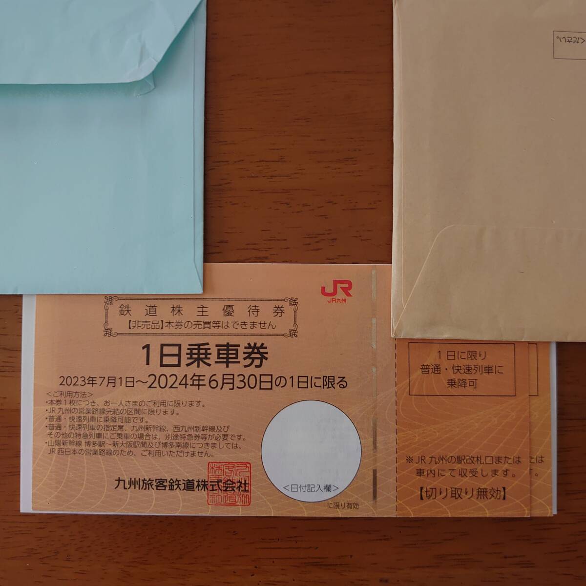 送料無料 JR九州 鉄道株主優待券 1日乗車券 複数枚対応可ゴールデンウィークにの画像1