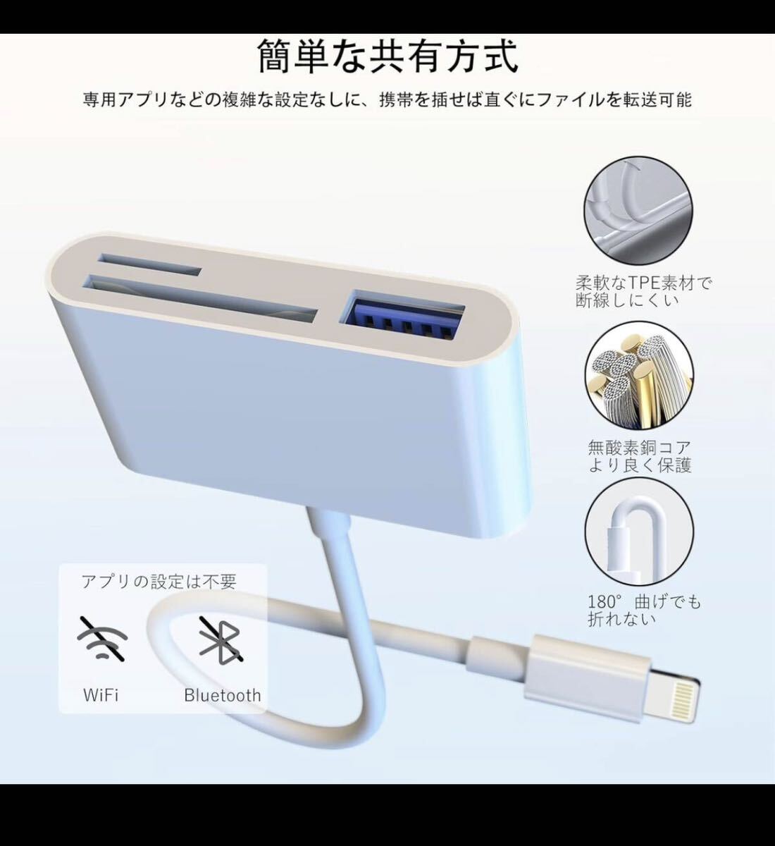 iPhone SDカードリーダー 3in1 USB/SD/TF変換アダプタ 設定不要 写真/ビデオ USB3.0 双方向転送