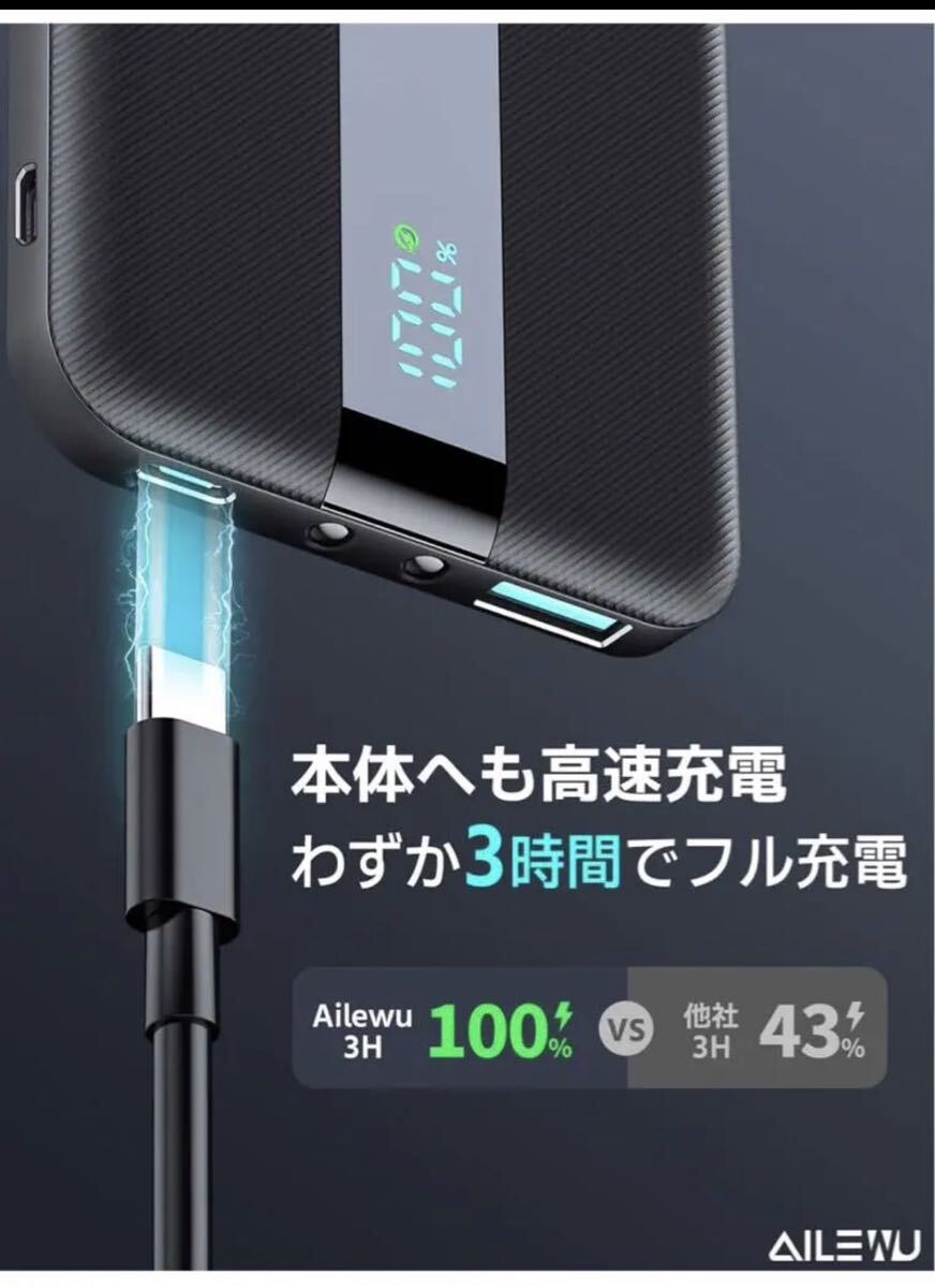 モバイルバッテリー 大容量 急速充電【Ailewu独創10000mAh超薄型】軽量 小型 22.5W PD&QC3.0対応_画像5