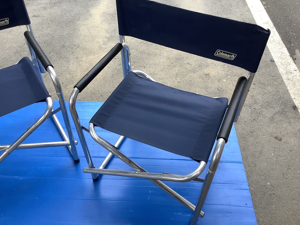 Coleman Captain Chair 2脚 R-1 コールマン セット まとめ ネイビー アウトドア キャンプ 椅子 チェアー 現状品 MI041610の画像2