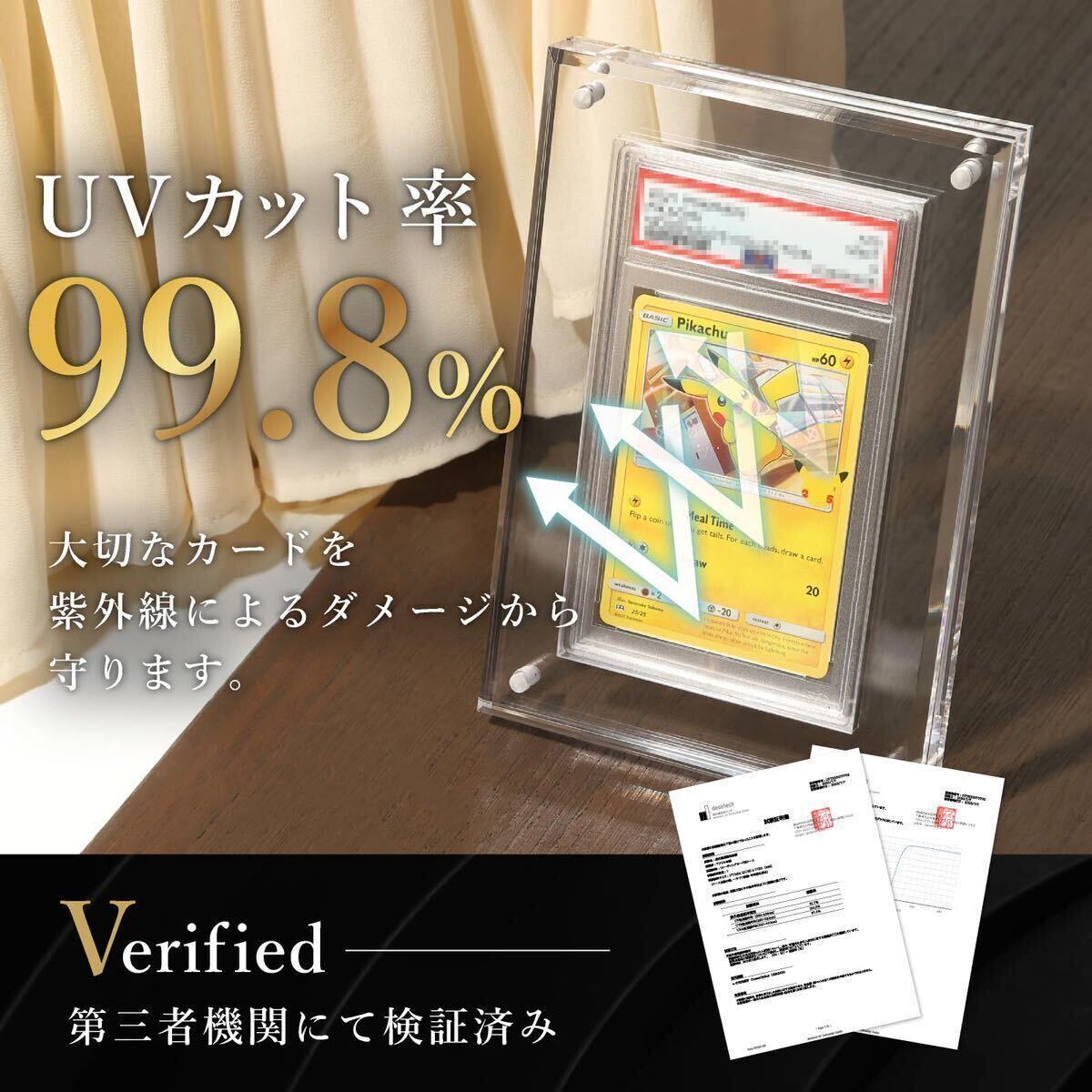 マグネットローダー ディスプレイ UVカット率99% PSAケース PSA専用ケース スタンド付 高品質 3連ローダーの画像3