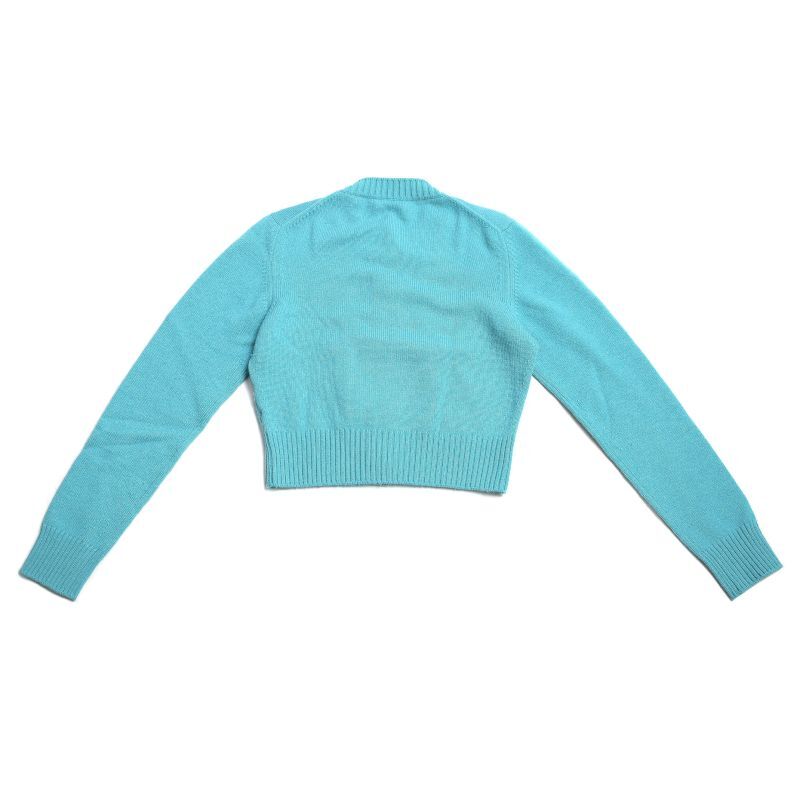  Chanel lady's Paris dalas cashmere cardigan size 36 P49643K06257 green turquoise cashmere short used free shipping 