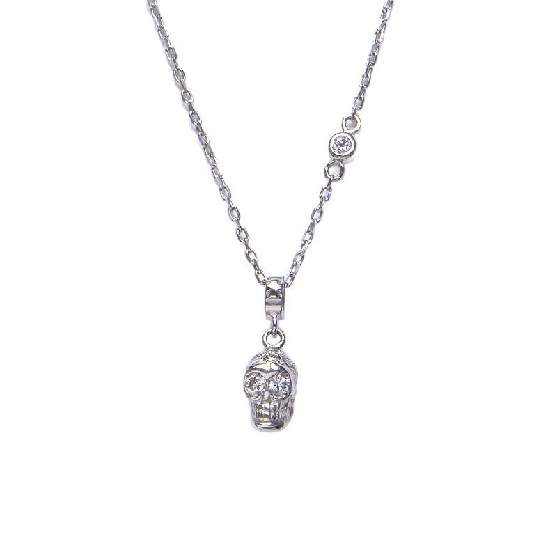  Loree Rodkin Skull diamond necklace Pt950 skeleton motif gaikotsu Skull pendant pave diamond platinum 44cm used free shipping 