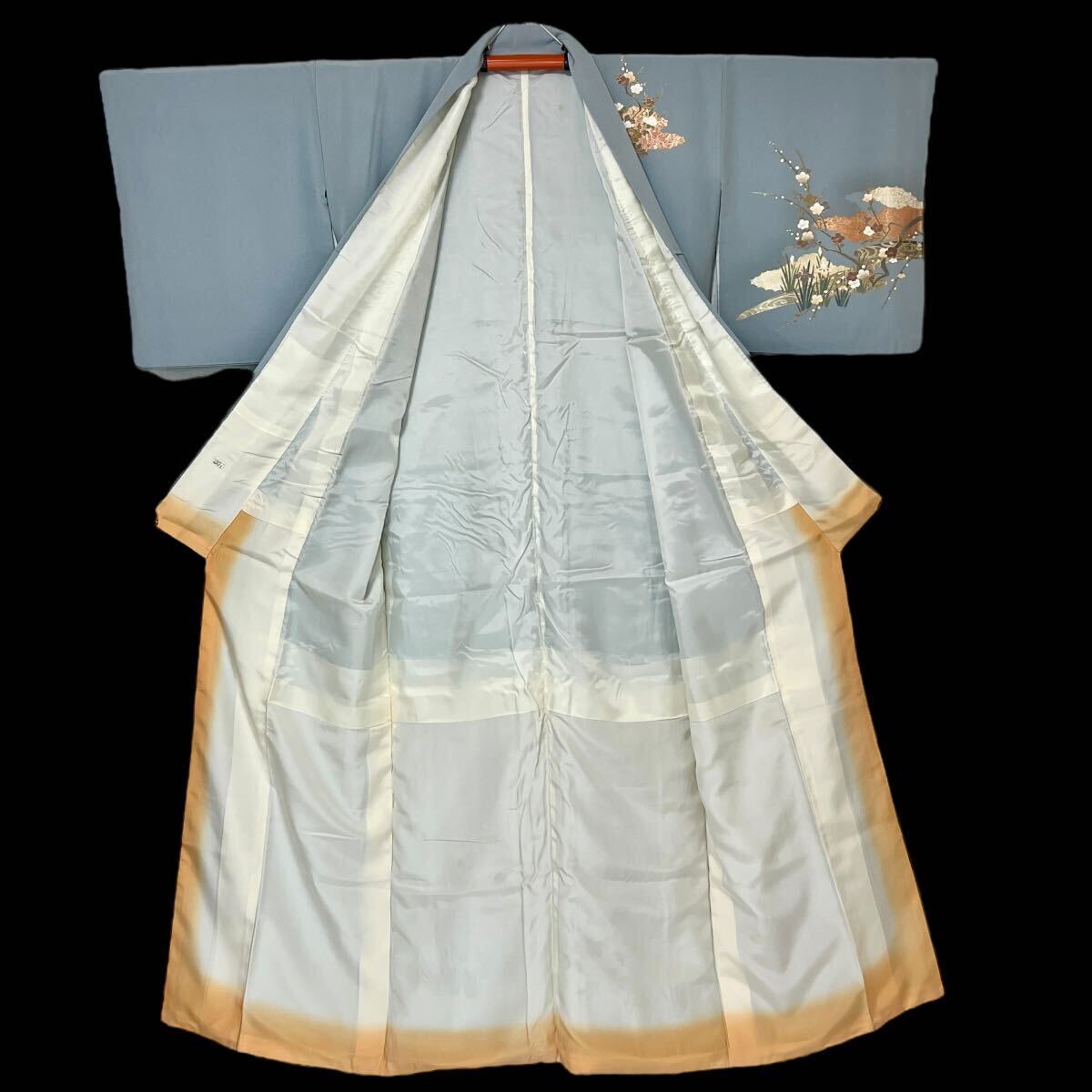 訪問着 正絹 金彩 袷着物 着物 きもの フォーマル着物 リサイクル着物 kimono 中古 仕立て上がり 身丈168cm 裄丈66cm