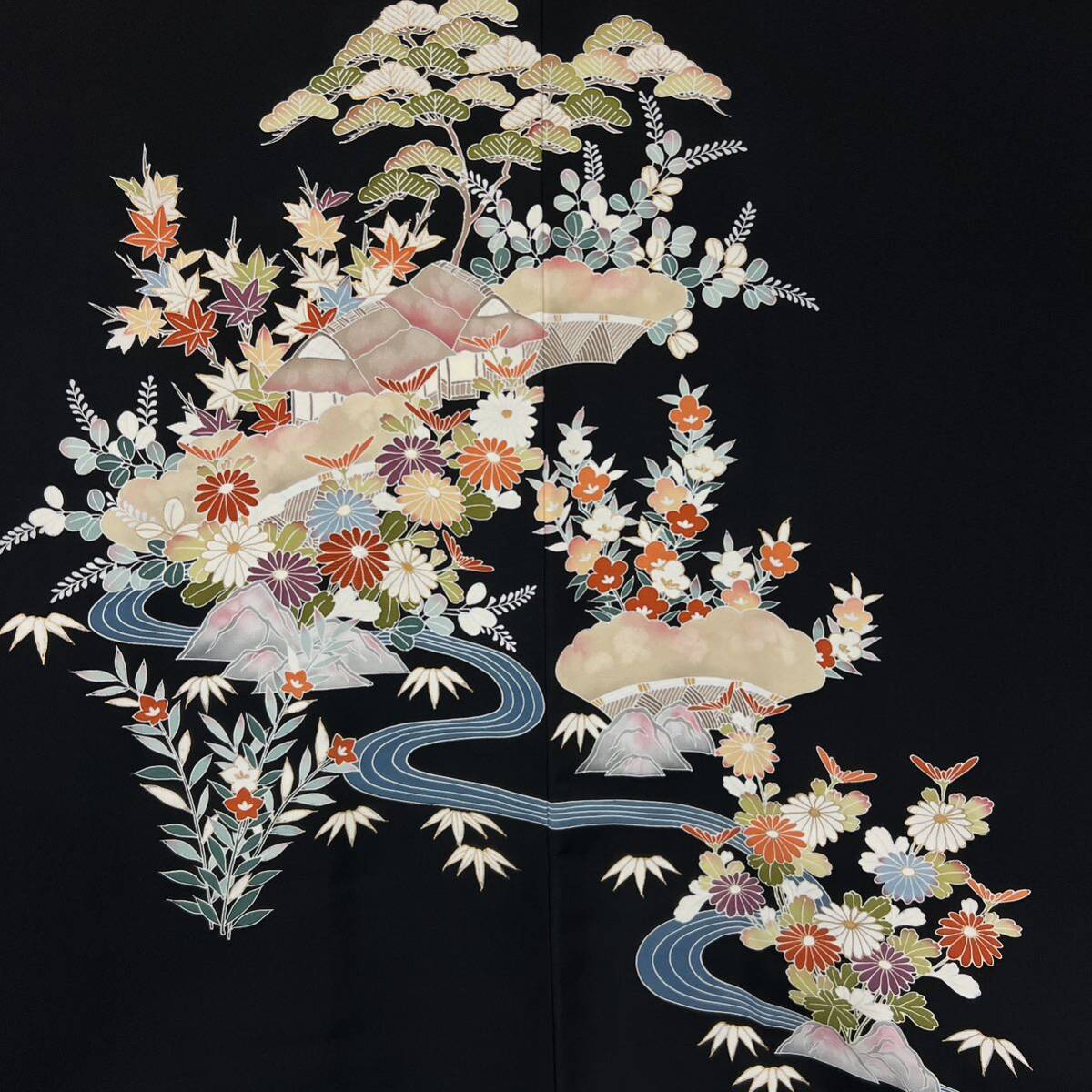 黒羽織 羽織 和装コート 着物用コート 中古 仕立て上がり リサイクル着物 きもの 着物 カジュアル着物 kimono 裄64cmの画像8