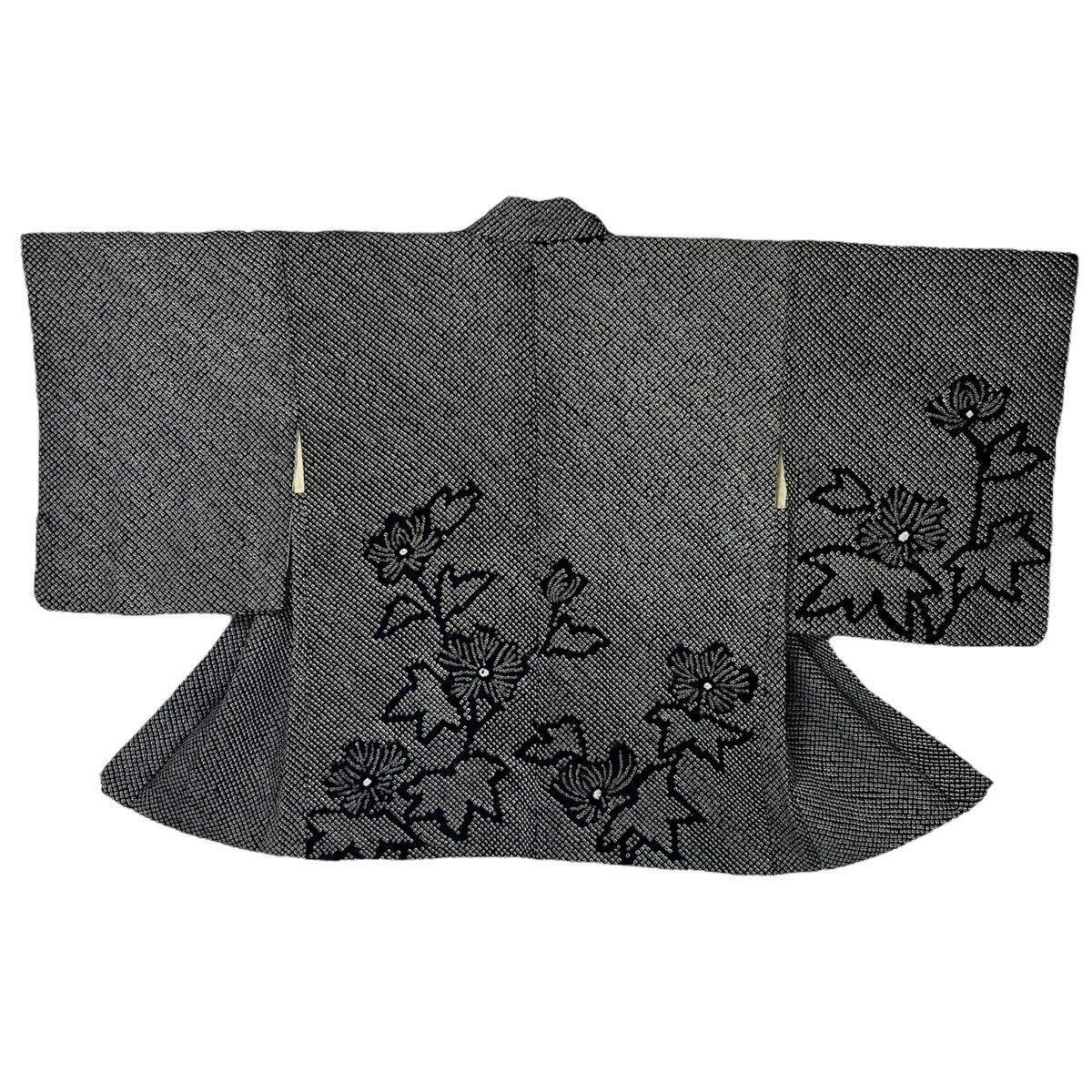 総絞り 羽織 和装コート 着物用コート 中古 仕立て上がり リサイクル着物 きもの 着物 カジュアル着物 kimono 裄62.5cmの画像3