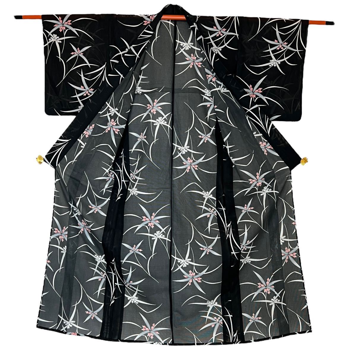 絽 美品 小紋 夏着物 着物 きもの カジュアル着物 リサイクル着物 kimono 中古 仕立て上がり 身丈161.5cm 裄丈64cm