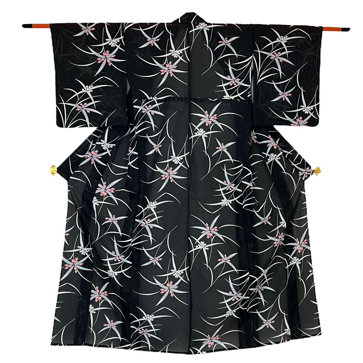 絽 美品 小紋 夏着物 着物 きもの カジュアル着物 リサイクル着物 kimono 中古 仕立て上がり 身丈161.5cm 裄丈64cm