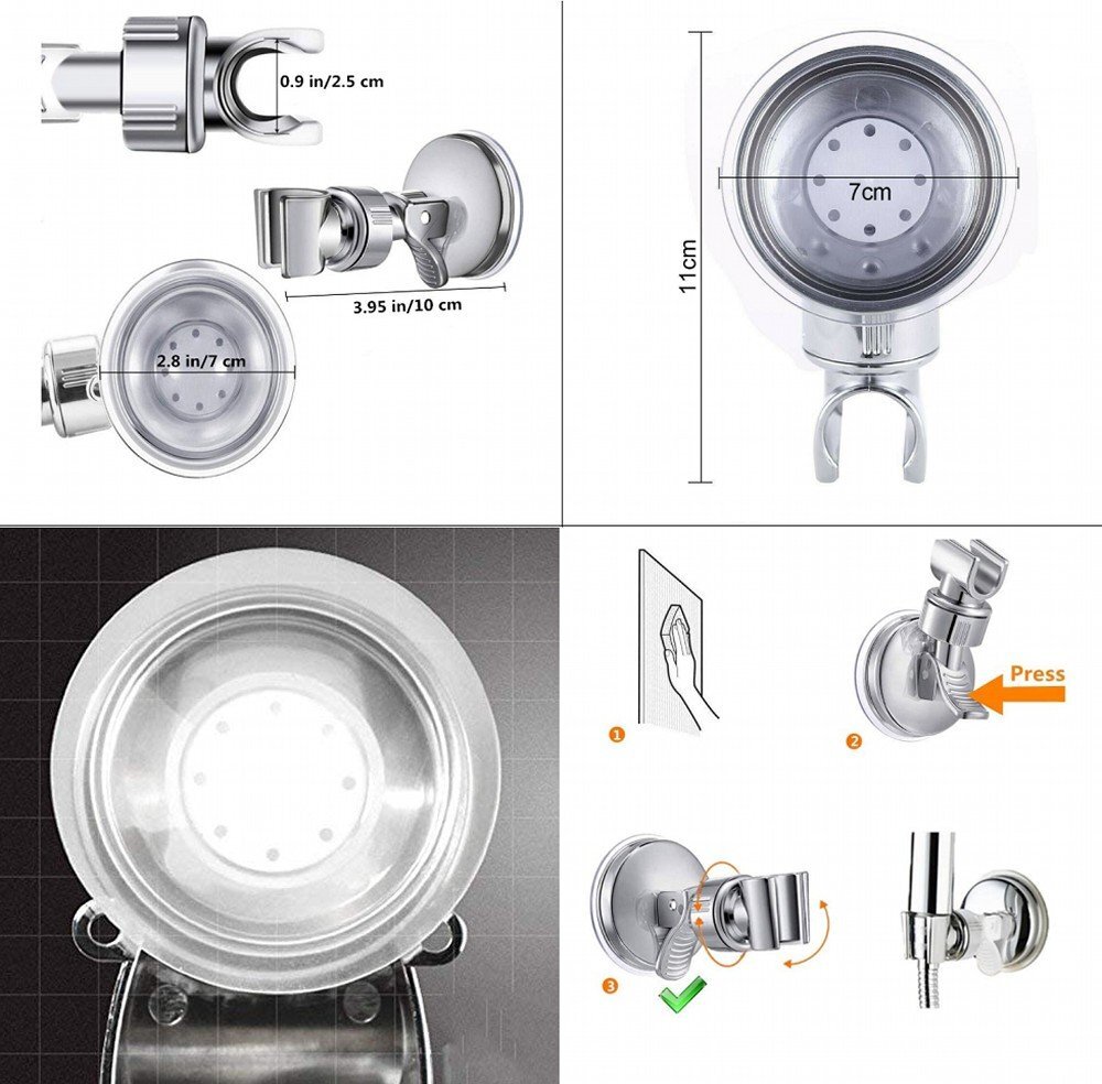 【vaps_5】シャワーフック シャワーホルダー 汎用 シャワーヘッドホルダー シャワーヘッド掛け 強力吸盤 お風呂 固定 角度調整可能 送込の画像3