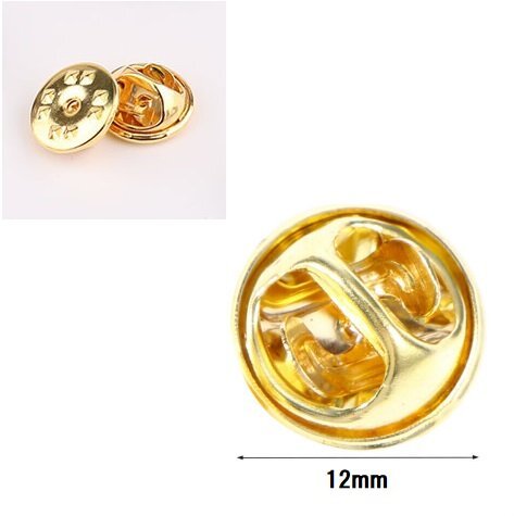 【vaps_3】ピンバッジ 留め具 10個セット バタフライ型 金色 キャッチ ピンどめ 直径12mm ピンズ 送込の画像3