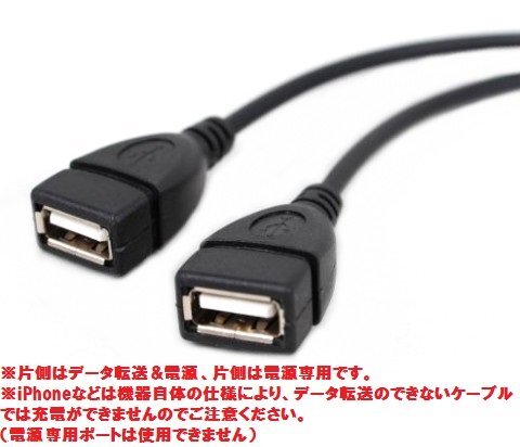 【vaps_3】USB2.0 二股分岐ケーブル データ転送充電端子&充電端子 最大500mA (オス-メスx2) 35cm 送込の画像3