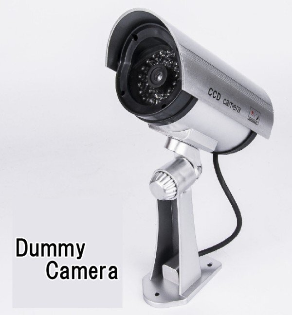 【vaps_6】ダミーカメラ 《シルバー》 赤色LED点滅 電池式 ダミー 防犯カメラ 監視カメラ 送込の画像3