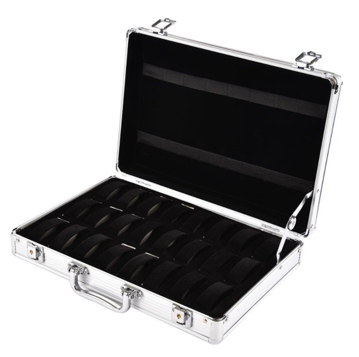 [vaps_7] attache case type wristwatch storage case aluminium clock case 24 piece storage [ key attaching ] including postage 