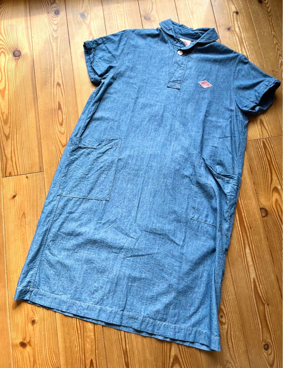 DANTON ダントン ダンガリー コットン 半袖シャツワンピース 36 DANTON ダントン ダンガリー コットン 半袖シャツワンピース 36