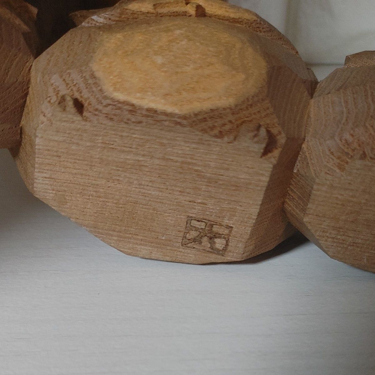 銘あり　置物 木製　木彫りフクロウ　2体セット　アンティーク　骨董品