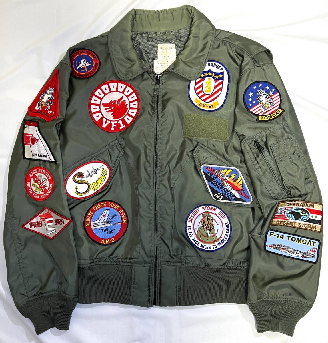 [ old clothes ]HOUSTON CWP-36/P flight jacket rice navy VF-1 WOLFPACK (F-14A TOMCAT/CVW2/CV-61 1993 Persian Gulf) specification 