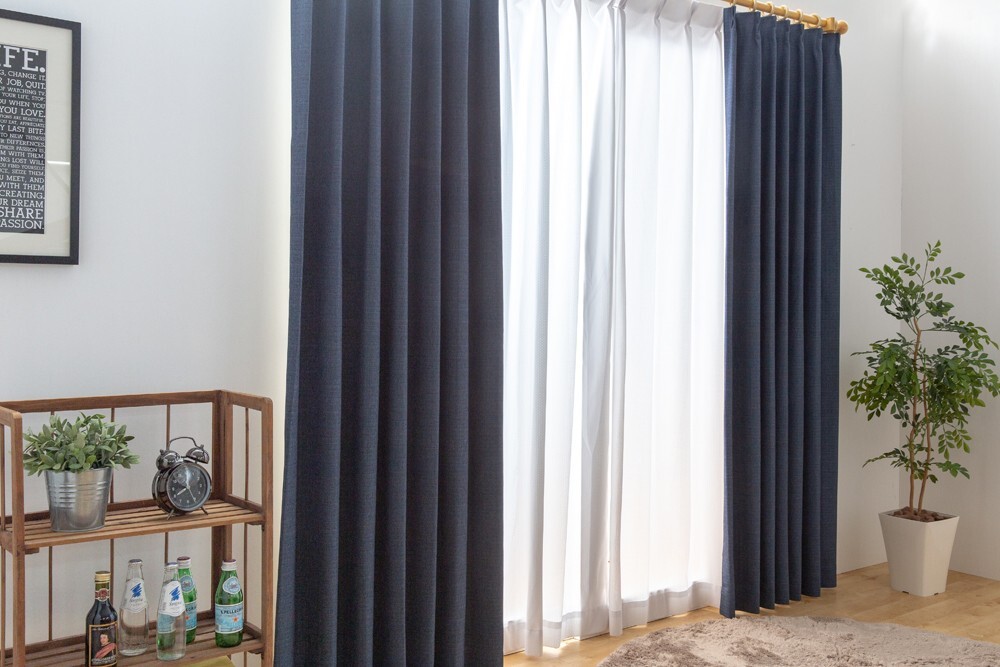 カーテン 幅300cm×丈75cm1枚 ネイビー 完全遮光 遮光1級 省エネ カーテン 幅300cm×丈75cm1枚 ネイビー 完全遮光 遮光1級 省エネ