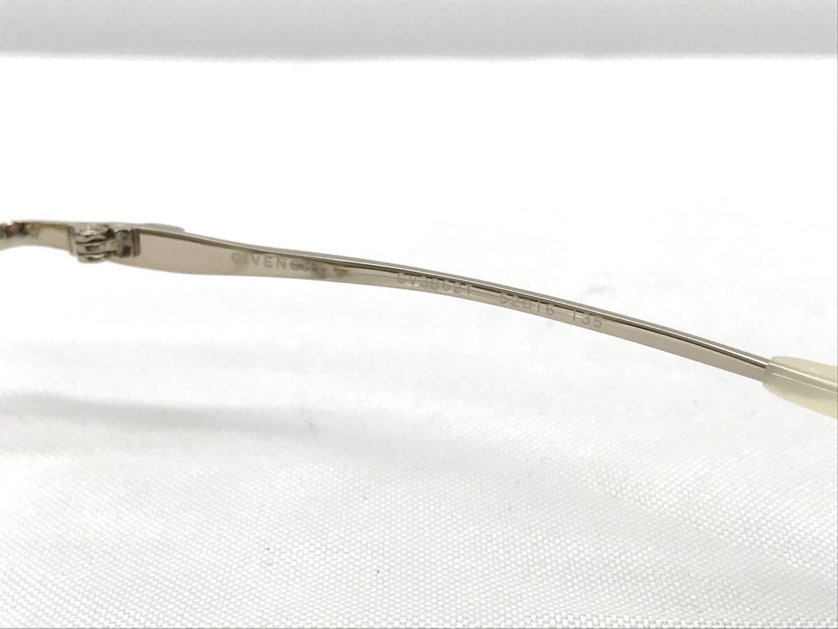 T-039 新品 眼鏡 メガネフレーム チタン GIVENCHY ジバンシー 日本製 16g 52□16-135 フチなし メンズ 男性 レディース 女性 ゴールド系の画像8