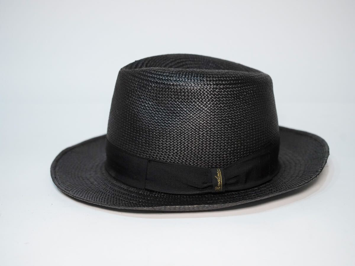 ボルサリーノ Borsalino 中折れ パナマハット 黒 56cm MADE IN ITALY_画像2