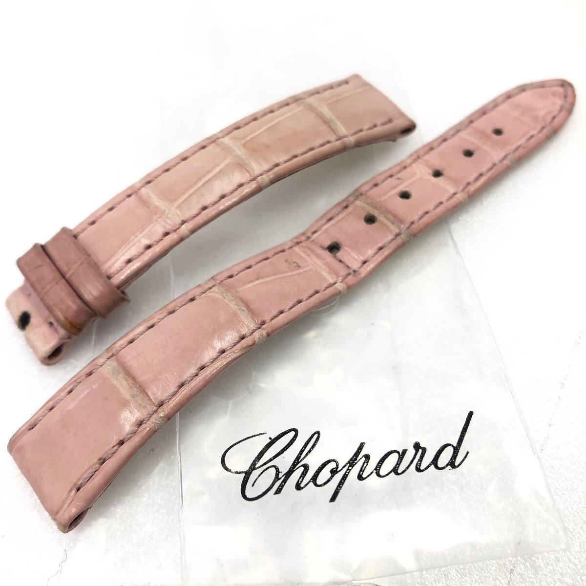 ショパール Chopard クロコダイル レザー 替え ベルト レディース ラグ幅約14mm ピンク系/5N04000_画像1