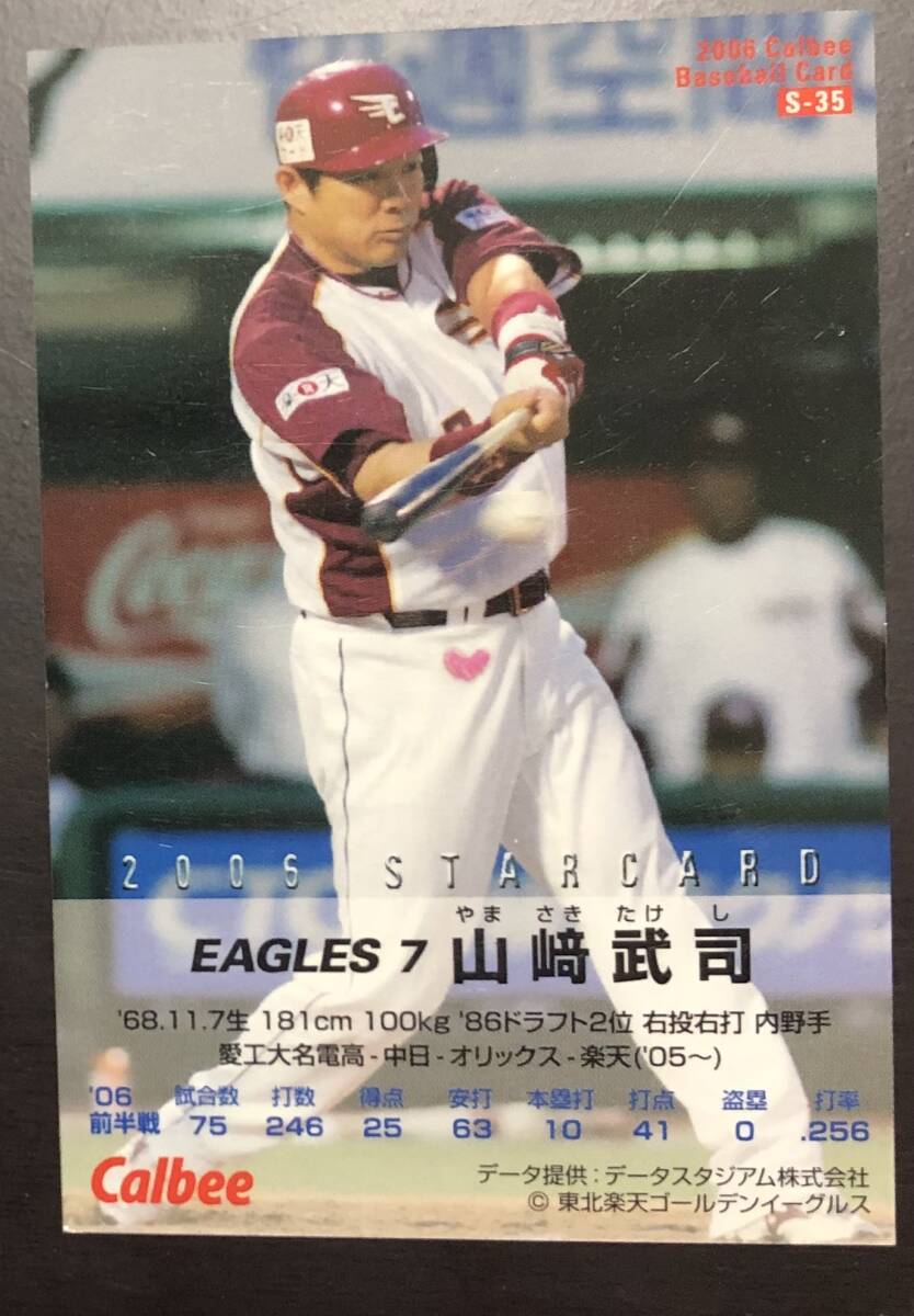 B　カルビープロ野球チップス2006　 スターカード　S-35　山﨑武司　サイン_画像2