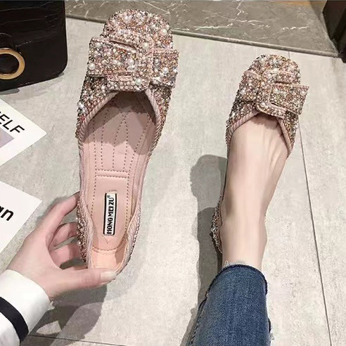  плоская обувь pe язык ko туфли-лодочки туфли без застежки женский Loafer Kirakira biju- прогулка обувь прекрасный ножек розовый 24cm