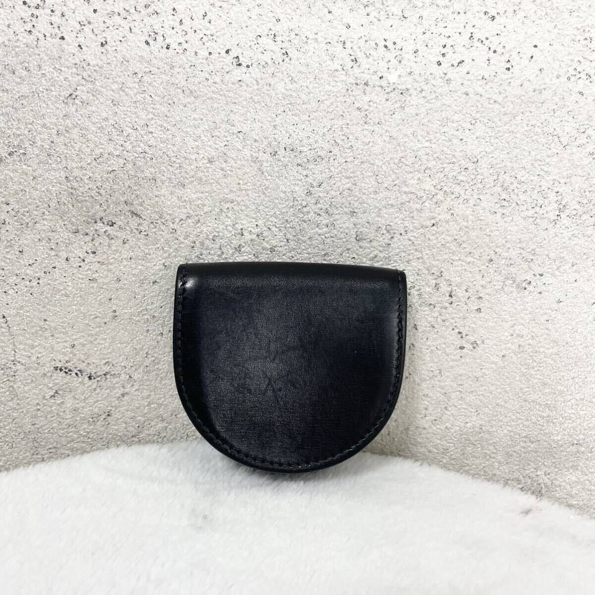 [ luxury goods. ultimate .]GUCCI Gucci coin case change purse . original leather black Logo 