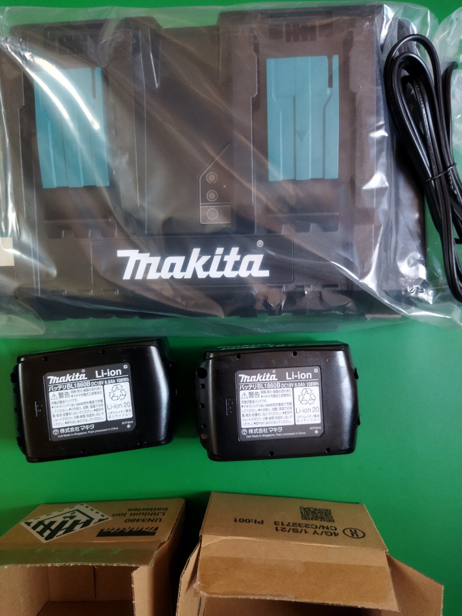 送料無料 新品未使用 マキタ BL1860Bバッテリー2点 DC18RD二口急速充電器 makitaの画像2