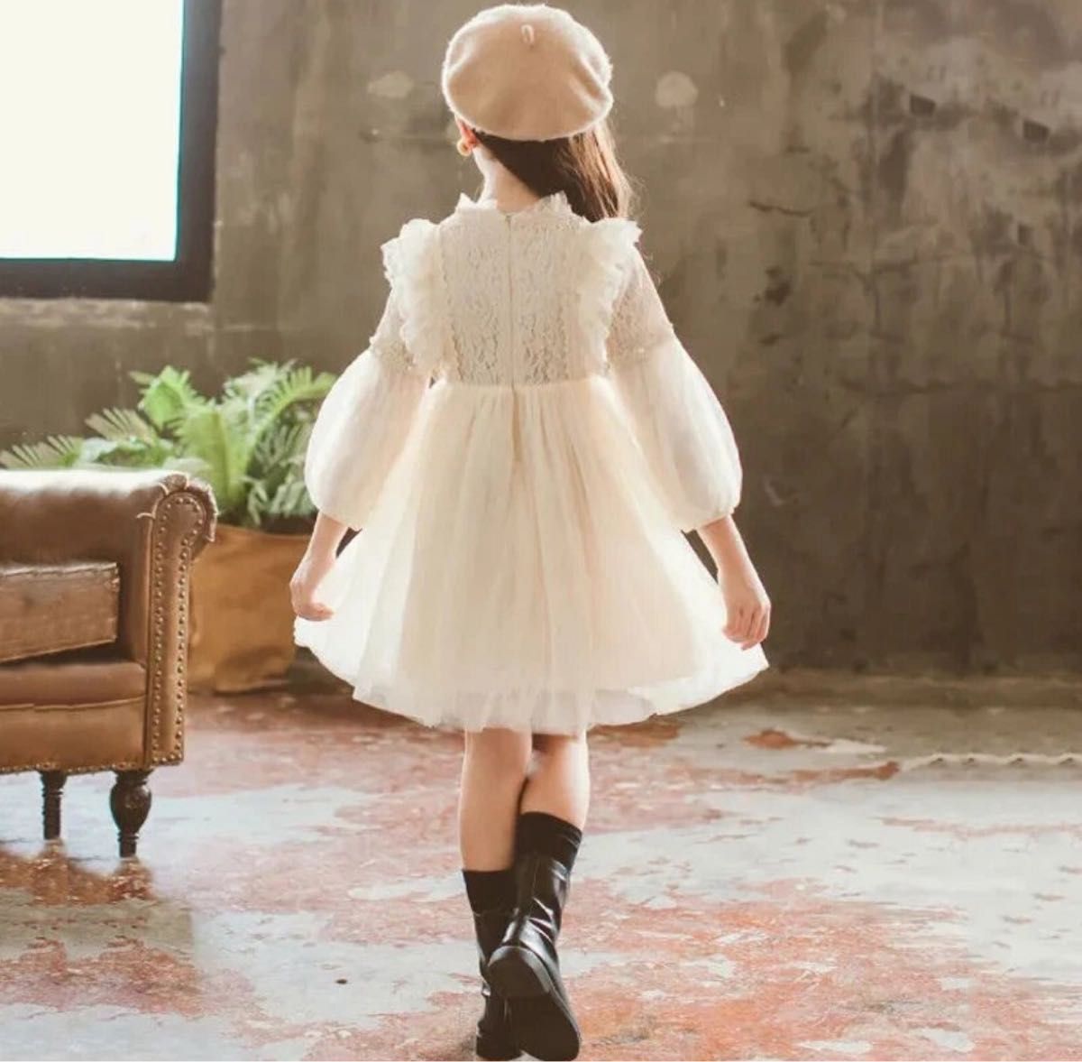 子供ドレス ピアノ発表会 ワンピース フォーマルドレス 可愛い フリル 120cm アイボリー ドレス