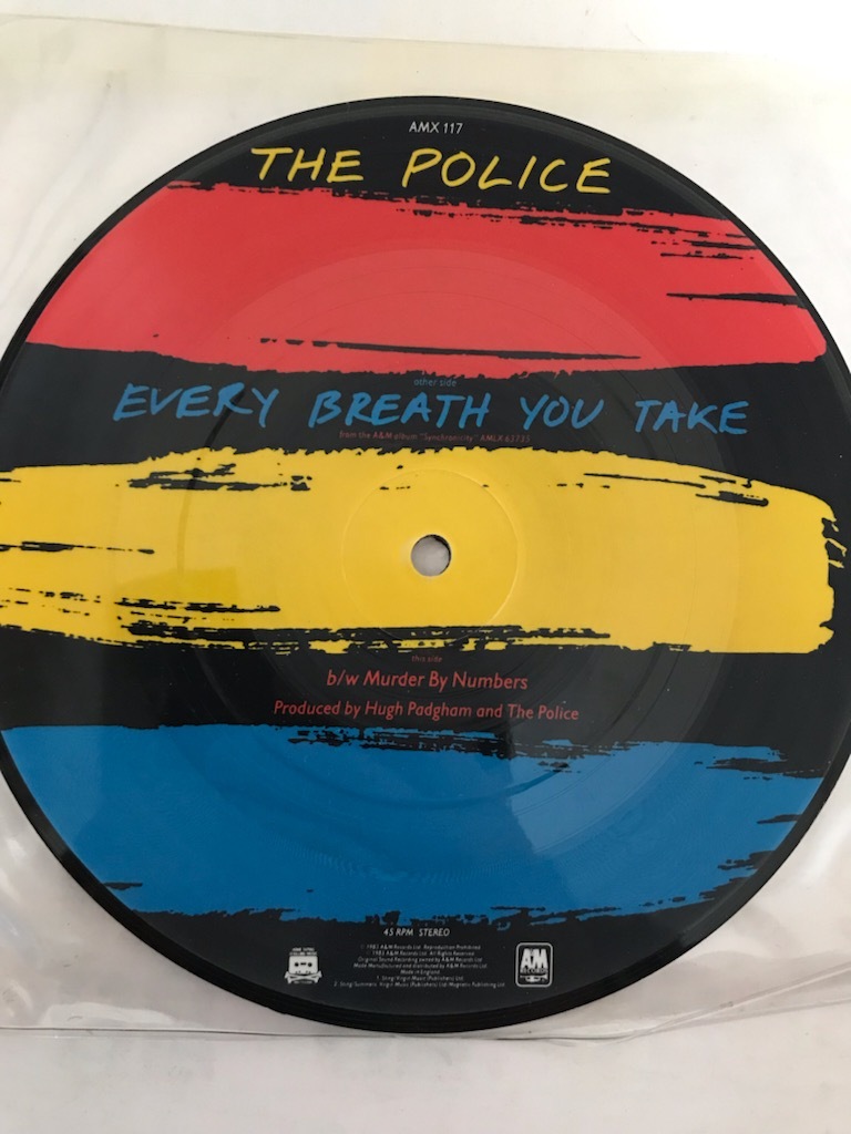 ■UKオリジ7■THE POLICE-ポリス/EVERY BREATH YOU TAKE b/w MURDER BY NUMBERS 1983年 英A＆M 貴重ピクチャーディスク！の画像2