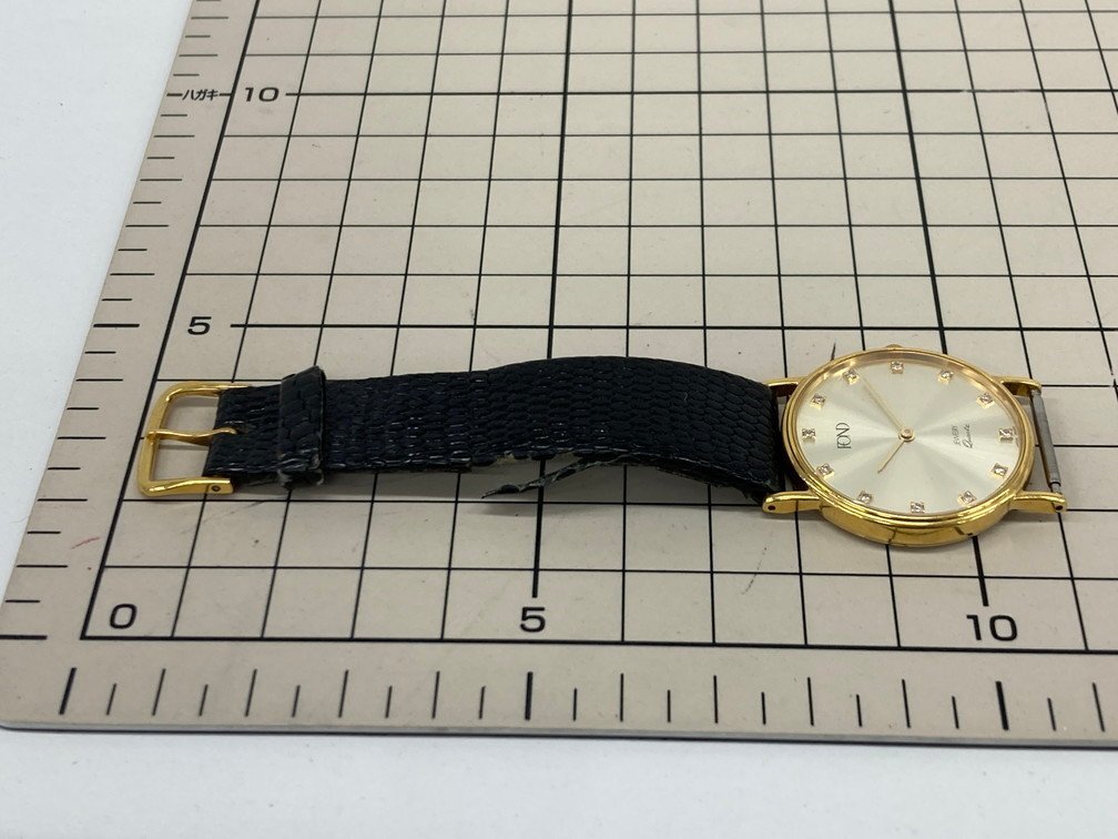 FOND 腕時計 K18刻印 石付き D.12PCS 0.1 クォーツ F1001B 20.3ｇ 不動品【CDAI0009】の画像9