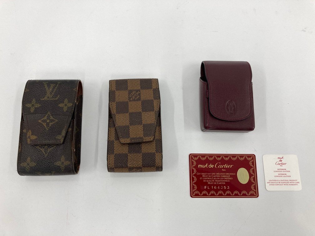 シガレットケース Louis Vuitton エテュイ・シガレット モノグラム M63024・ダミエ N63024/Cartier ギャラ付き おまとめ【CDAU2031】の画像1