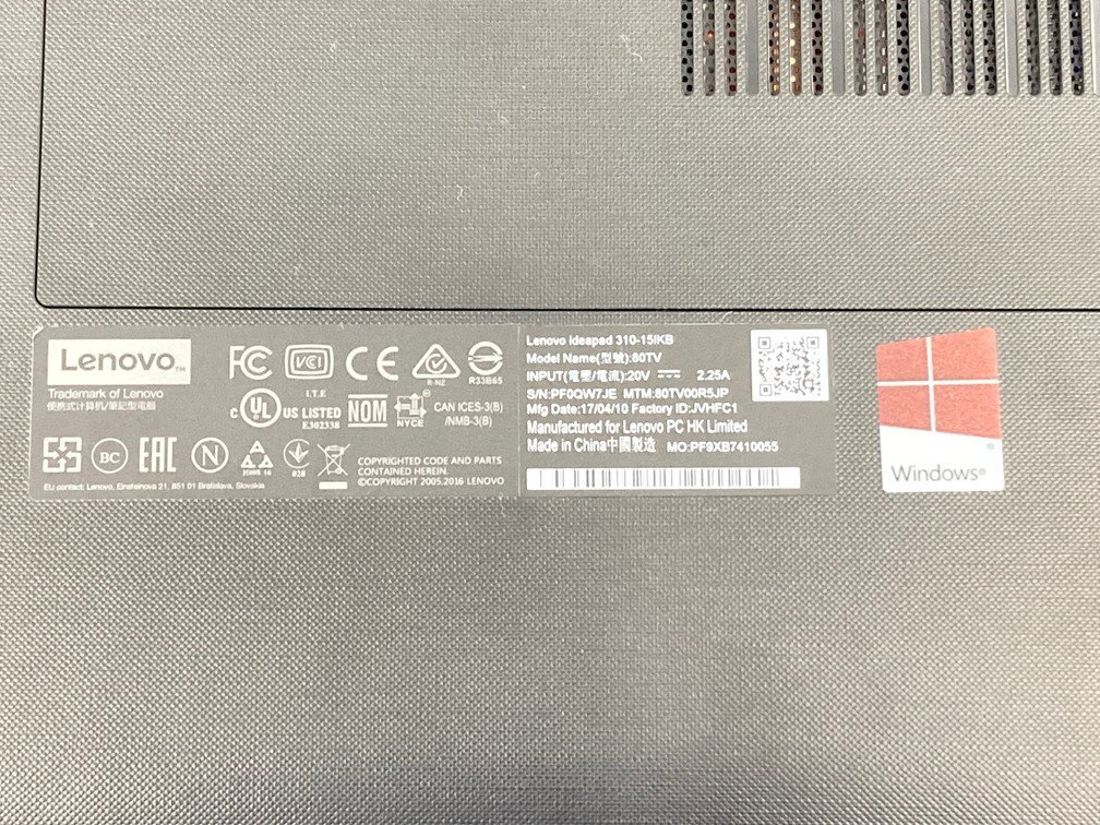 Lenovo  IdeaPad 310-15IKB Laptop Type 80TV 4GB 500GB Win10 初期化済み【CDAY3001】の画像7