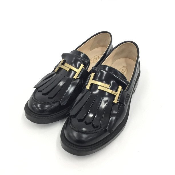 TOD'S トッズ タッセル レディース ローファー ブラック サイズ37 1/2【CDAV5013】の画像1