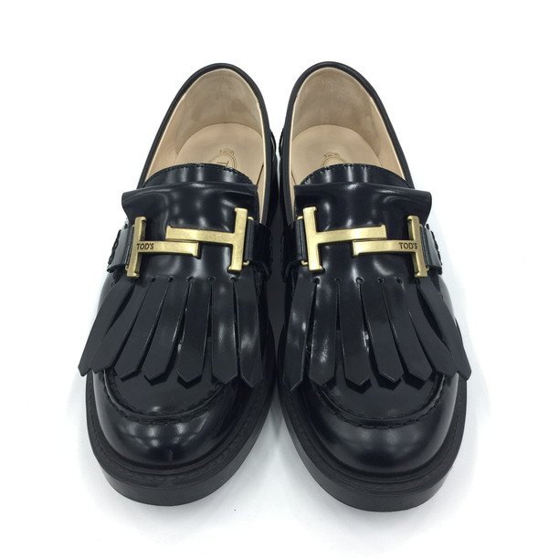 TOD'S トッズ タッセル レディース ローファー ブラック サイズ37 1/2【CDAV5013】の画像6