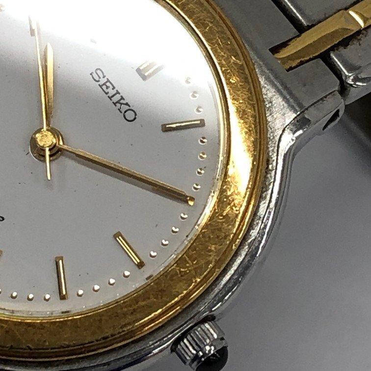 SEIKO セイコー エクセリーヌ QZ SS×18KT 7321-0560/044314 白文字盤 不動 リューズ〇【CCBD7060】_画像7