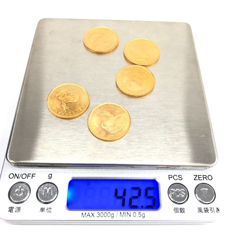 K22 南アフリカ クルーガーランド金貨 1/4oz 5点 おまとめ 総重量42.5ｇ【CCBC7024】の画像10