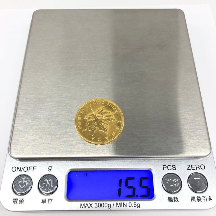K24 純金 メイプルリーフ金貨 1/2オンス 15.5g【CCBB6038】の画像7