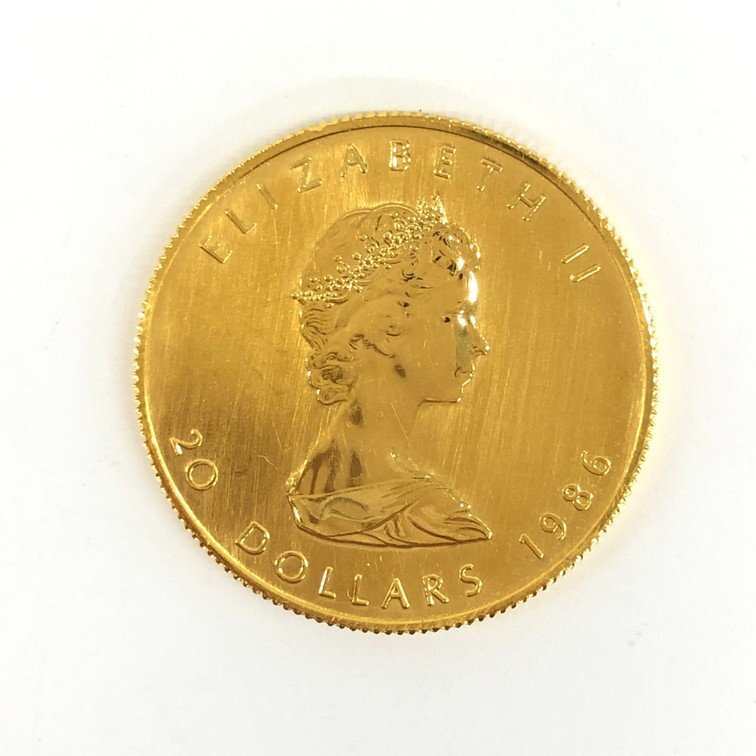 K24 純金 メイプルリーフ金貨 1/2オンス 15.5g【CCBB6038】の画像2