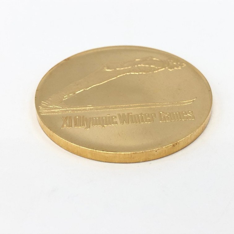 K18 750刻印 第11回札幌オリンピック冬季大会記念金メダル 26.8g【CCBB6027】の画像3