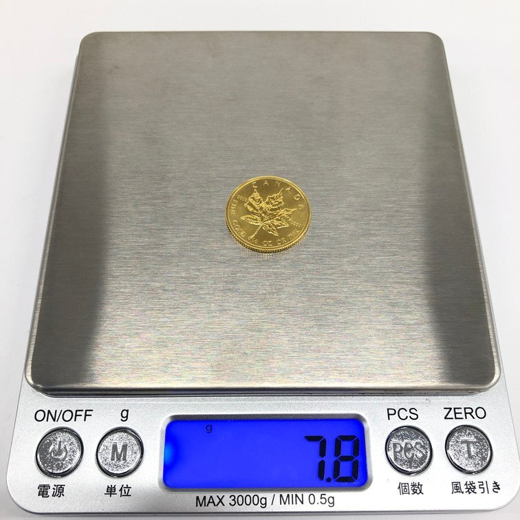 K24IG カナダ メイプルリーフ金貨 1/4oz 総重量7.8ｇ【CCBC7051】_画像6