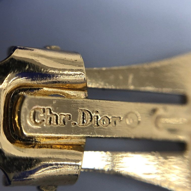 Christian Dior　クリスチャンディオール　イヤリング　ラインストーン　ゴールドカラー　ケース付き【CDAC7042】_画像8