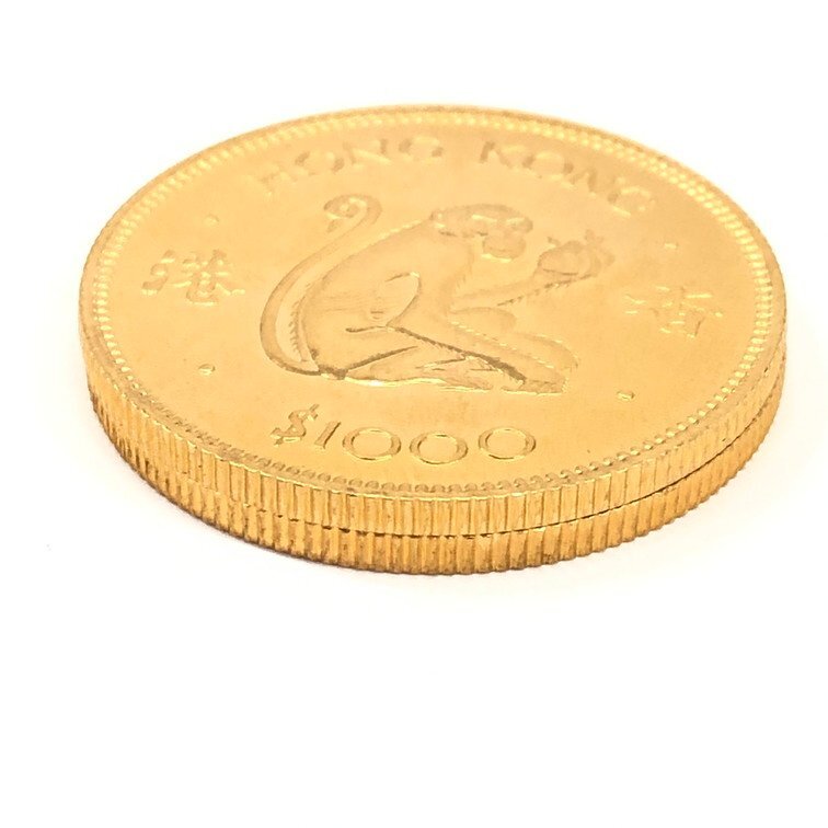 K22 香港 エリザベス2世 1000ドル金貨 2枚まとめ 総重量31.9g【CDAB7007】の画像9